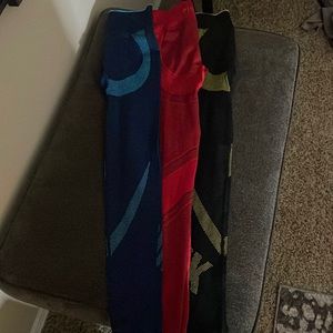 VS Pink leggings 3 of them black, red, blue size XS